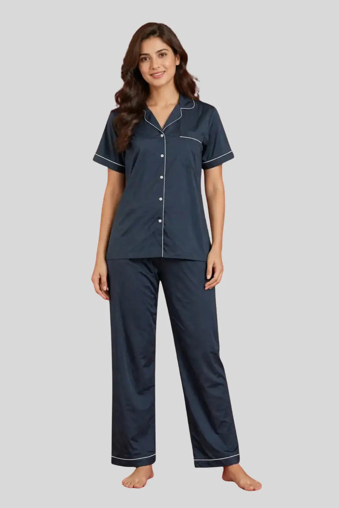 Persion  Blue Full Pant Satin Cotton