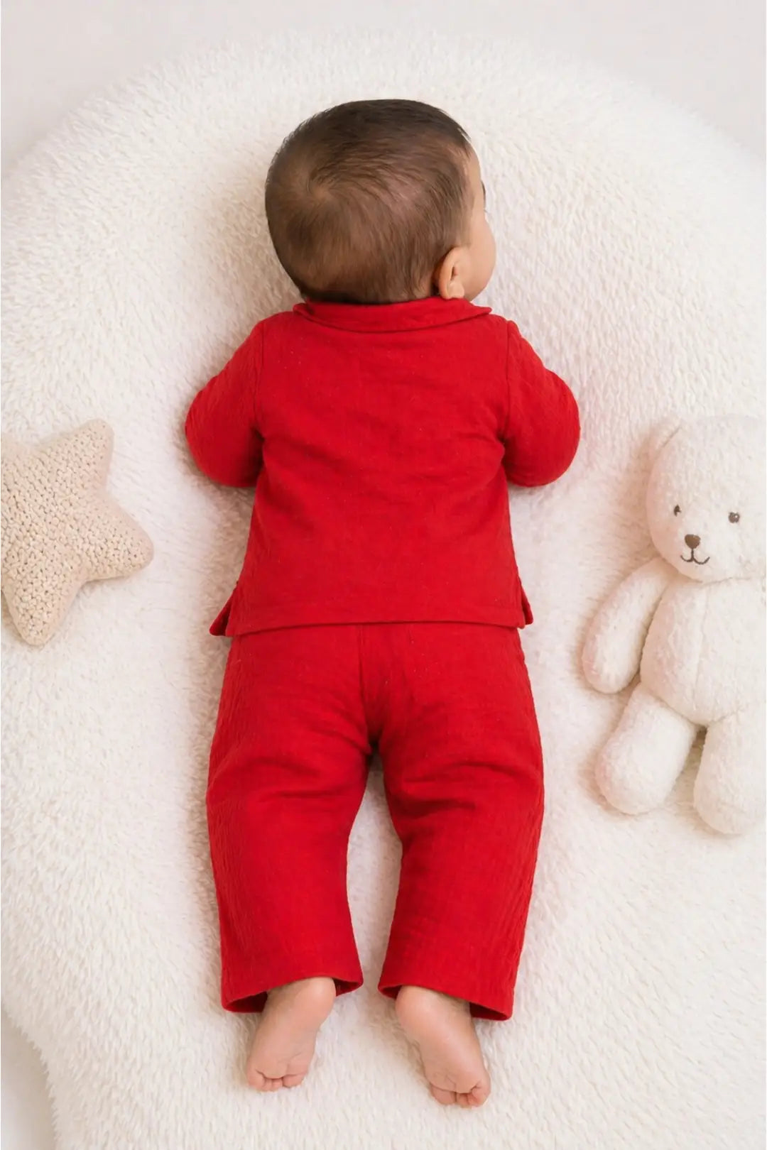 Red Muslin Cotton Pyjama Set