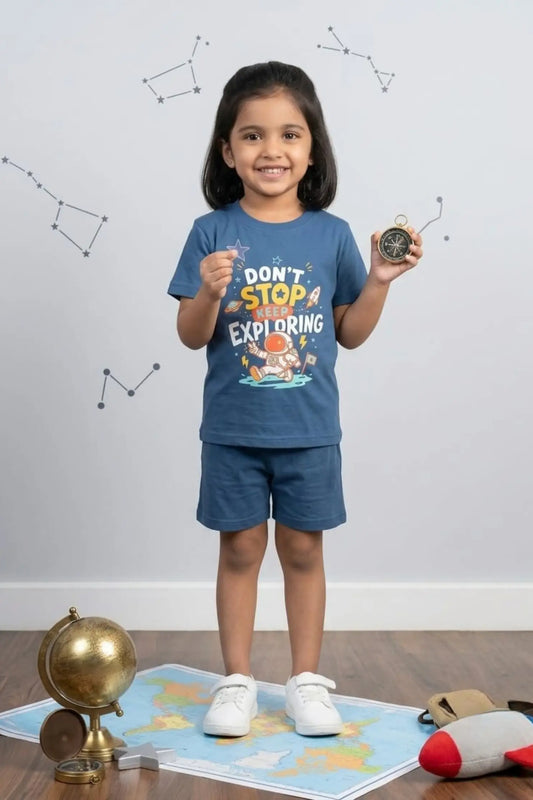 Navy Blue Don't Stop Shorts Sets