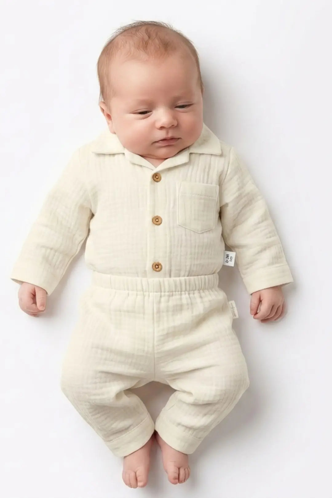 Cream White Muslin Cotton Pyjama Set