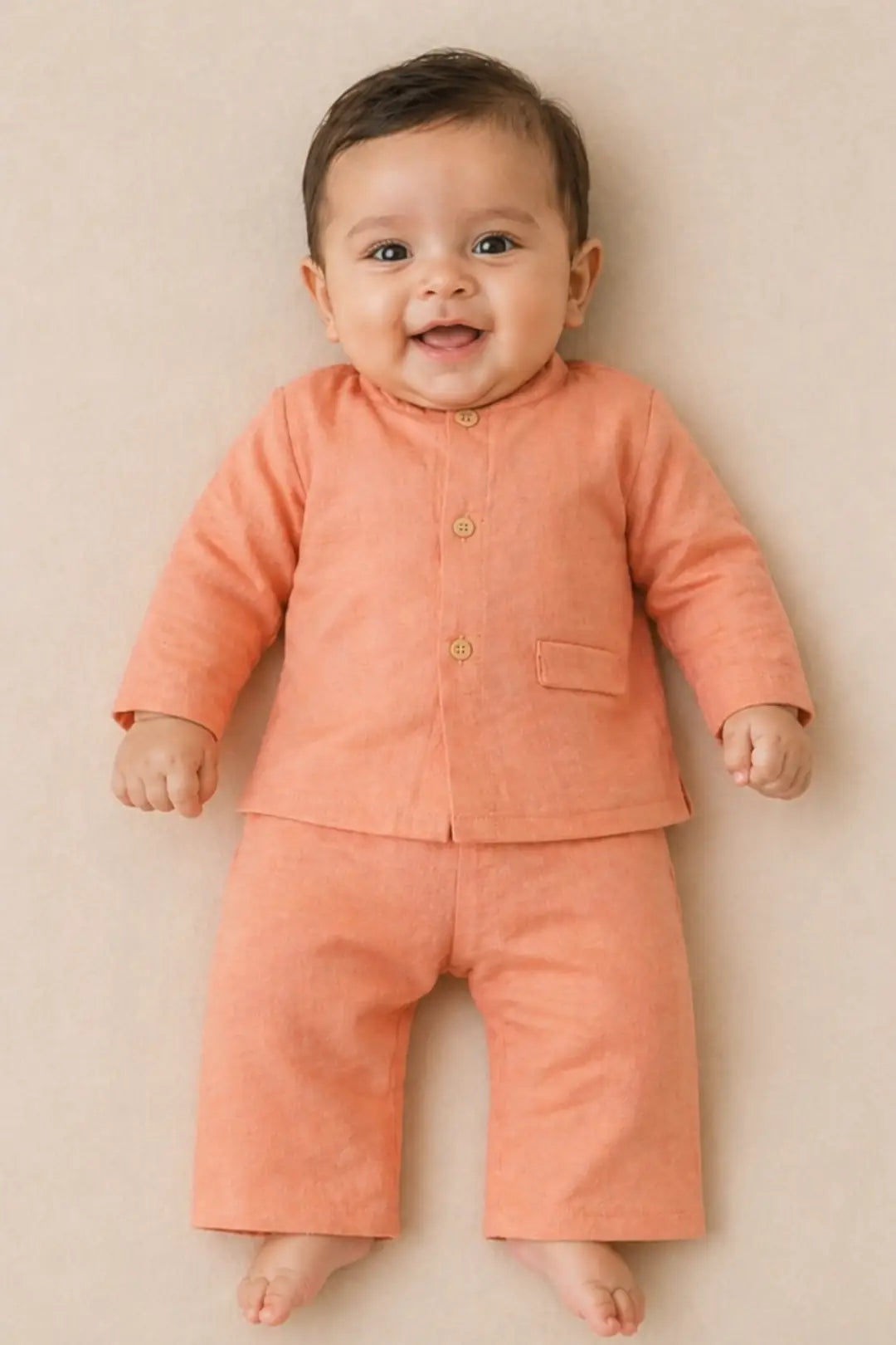 Coral Orange Muslin Cotton Pyjama Set