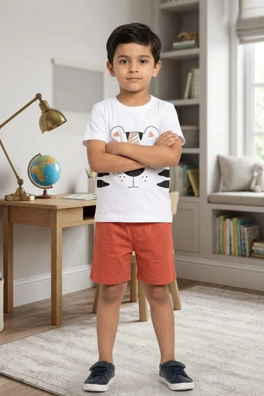 White Kitten Shorts Sets