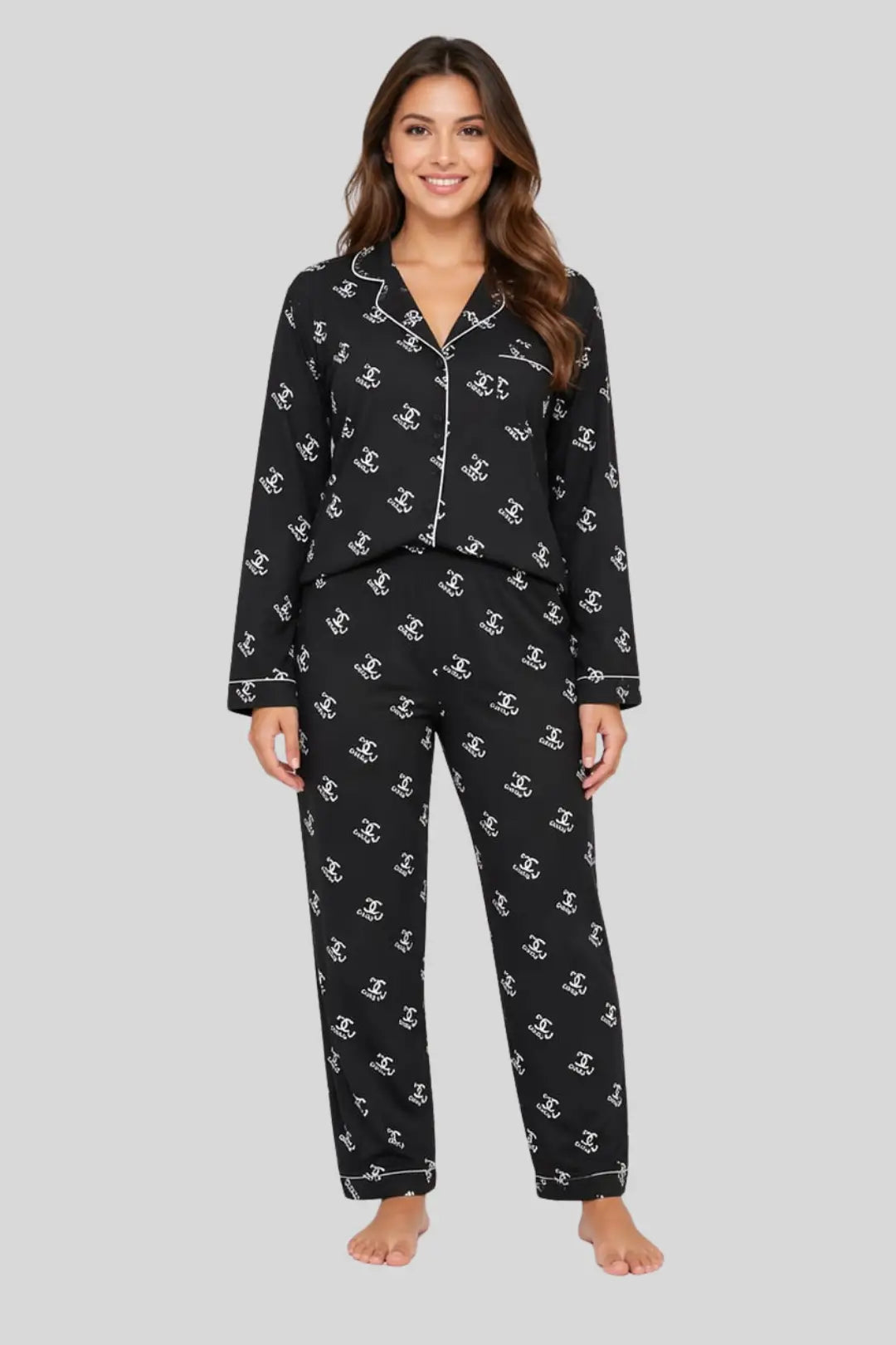 Black Chanel-Inspired Pyjama Set