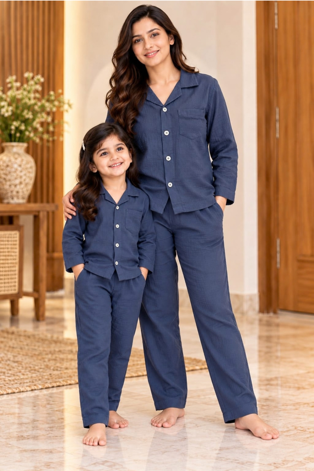 Plain Navy Blue Twinning Sets