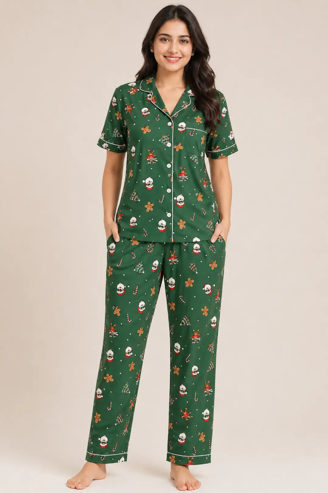 Green Santa Pyjama Set