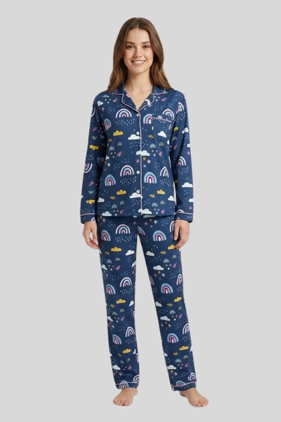 Blue Unicorn Print Pyjama Set