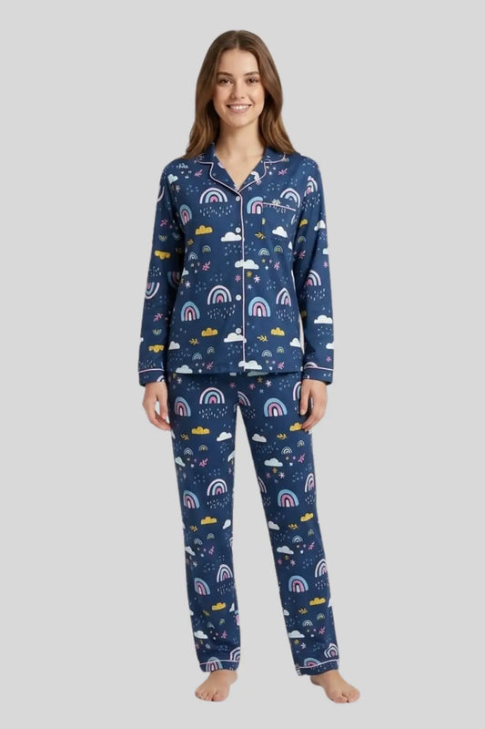 Blue Unicorn Print Pyjama Set