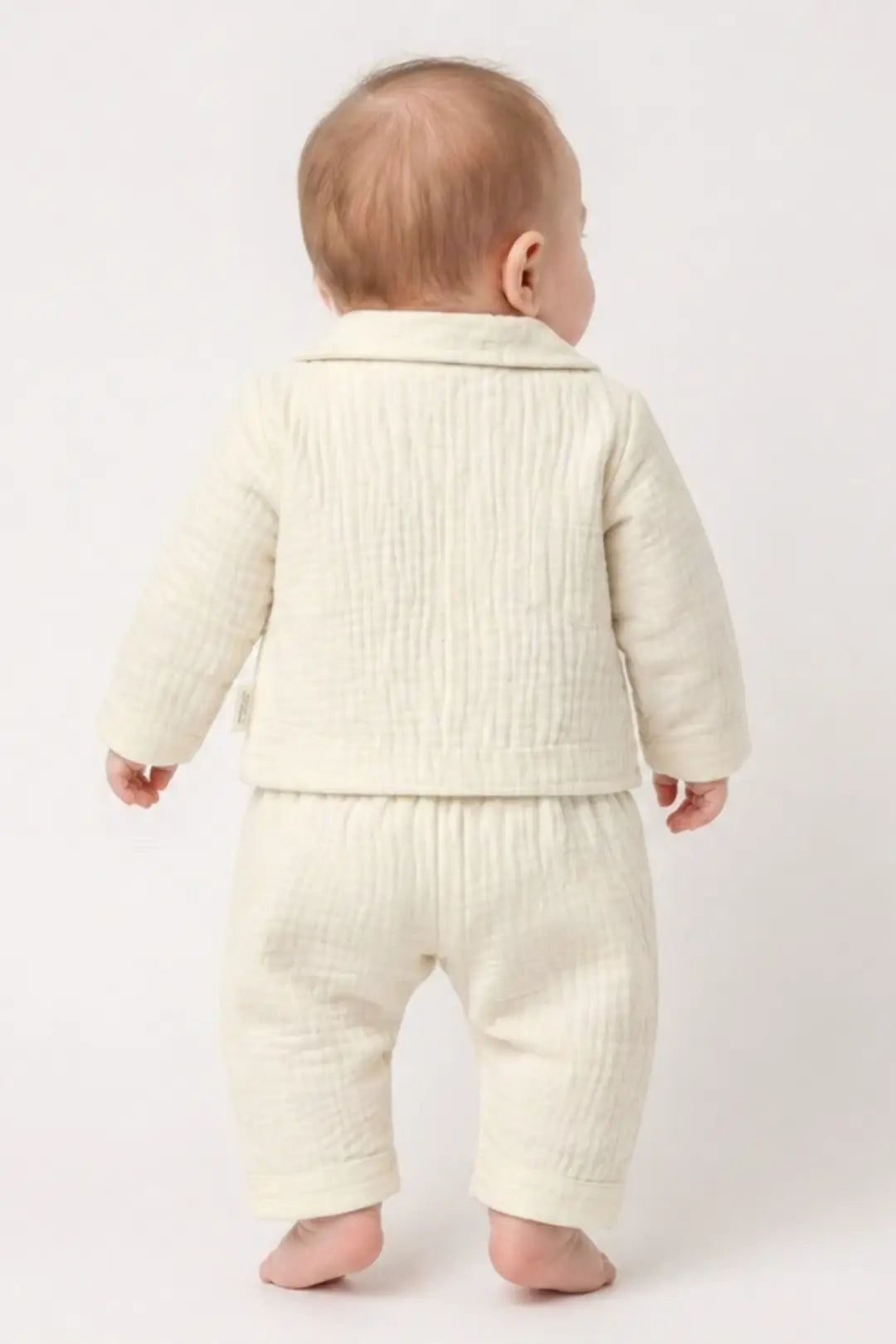 Cream White Muslin Cotton Pyjama Set