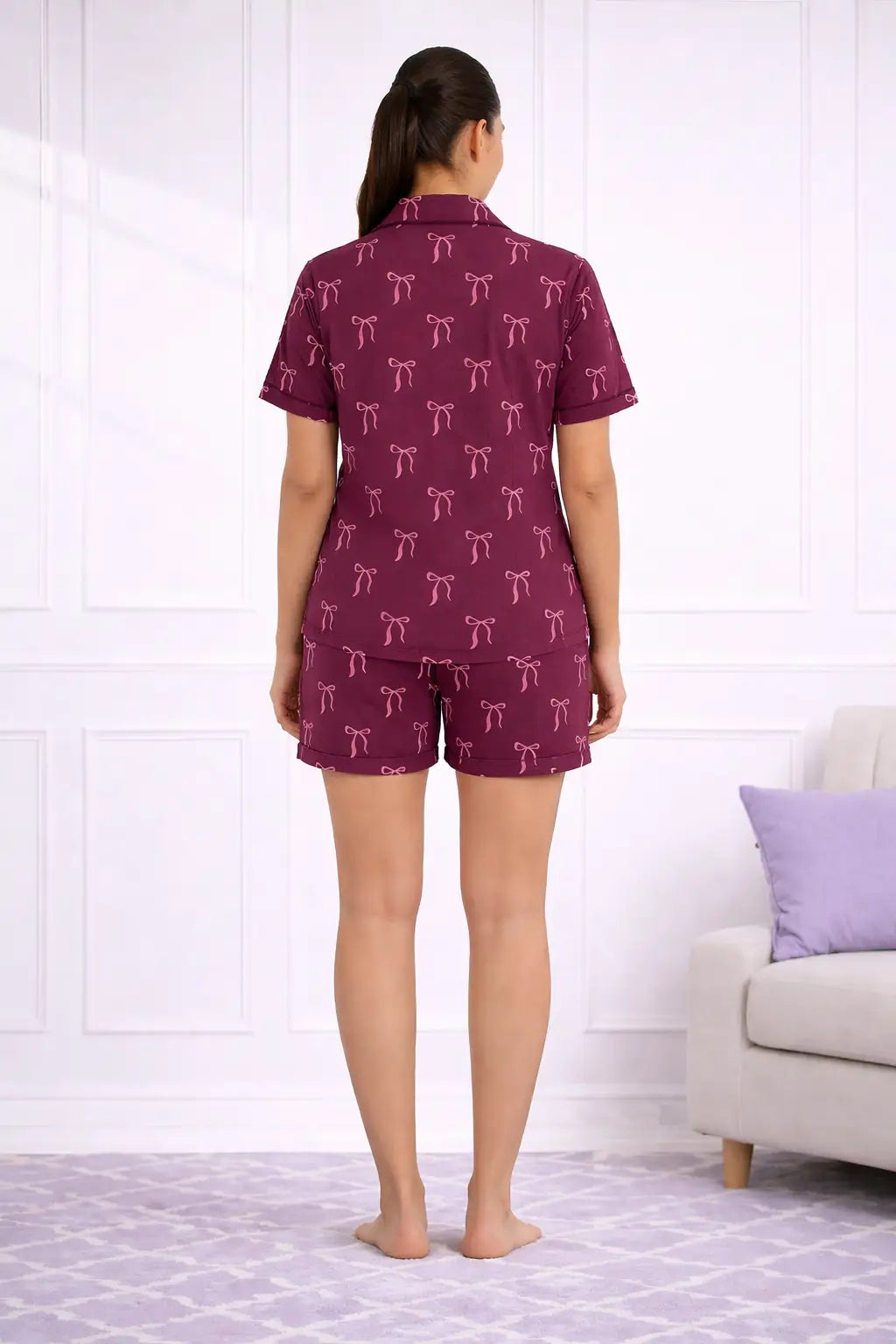 Maroon Brown Shorts Set