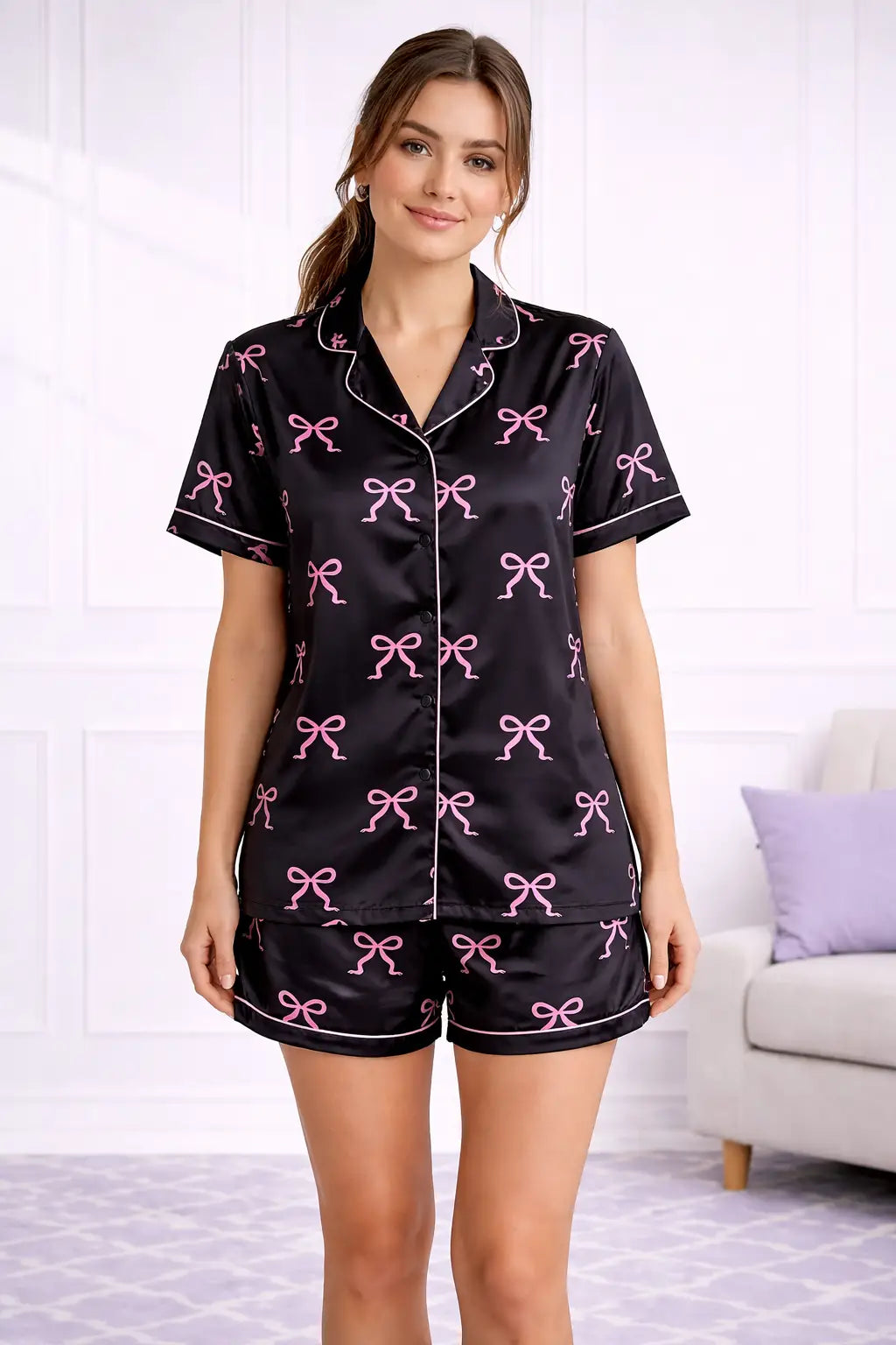 Black  Bons Shorts Set