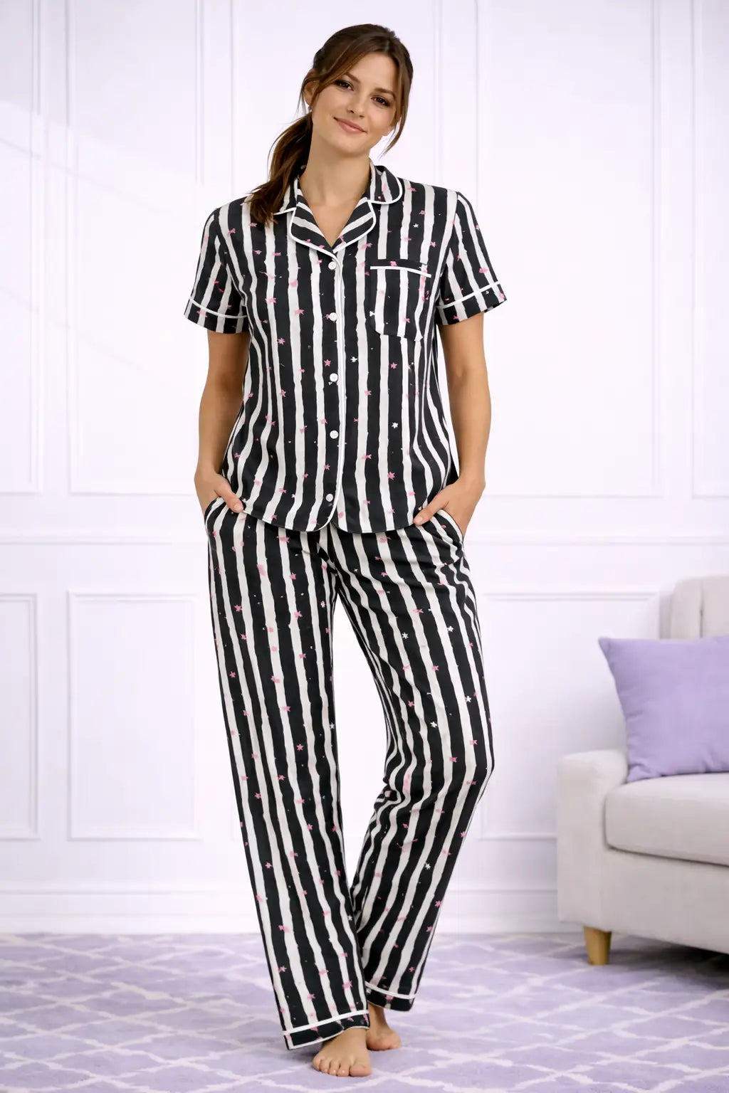 Black & White Check Pyjama Set
