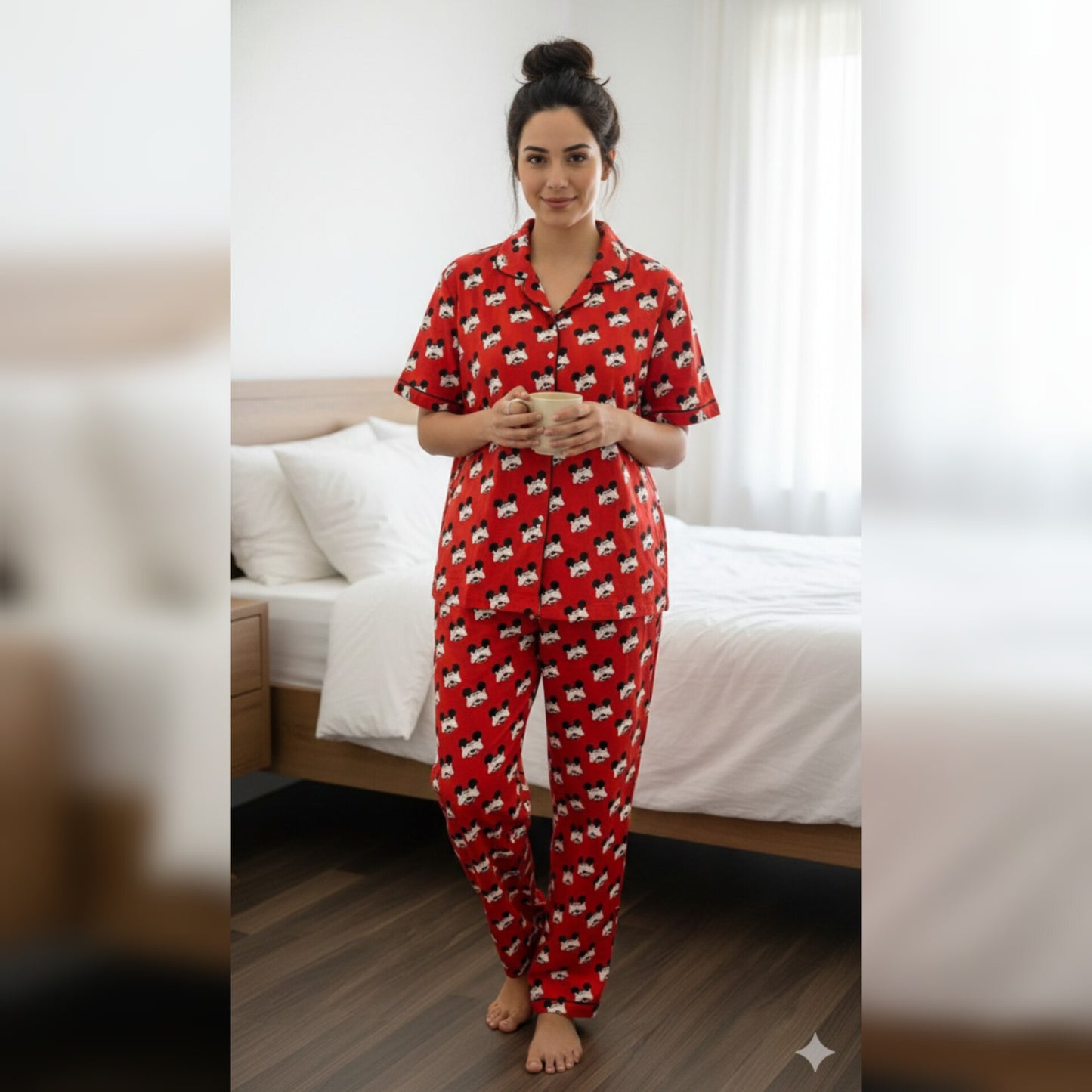 Red Mickey Pyjama sets Pure Cotton