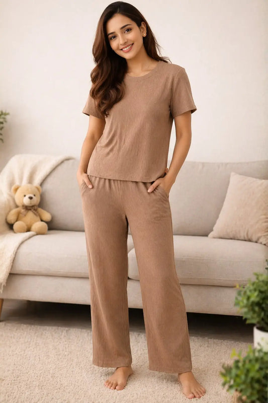 Brown full pants Co-ord set