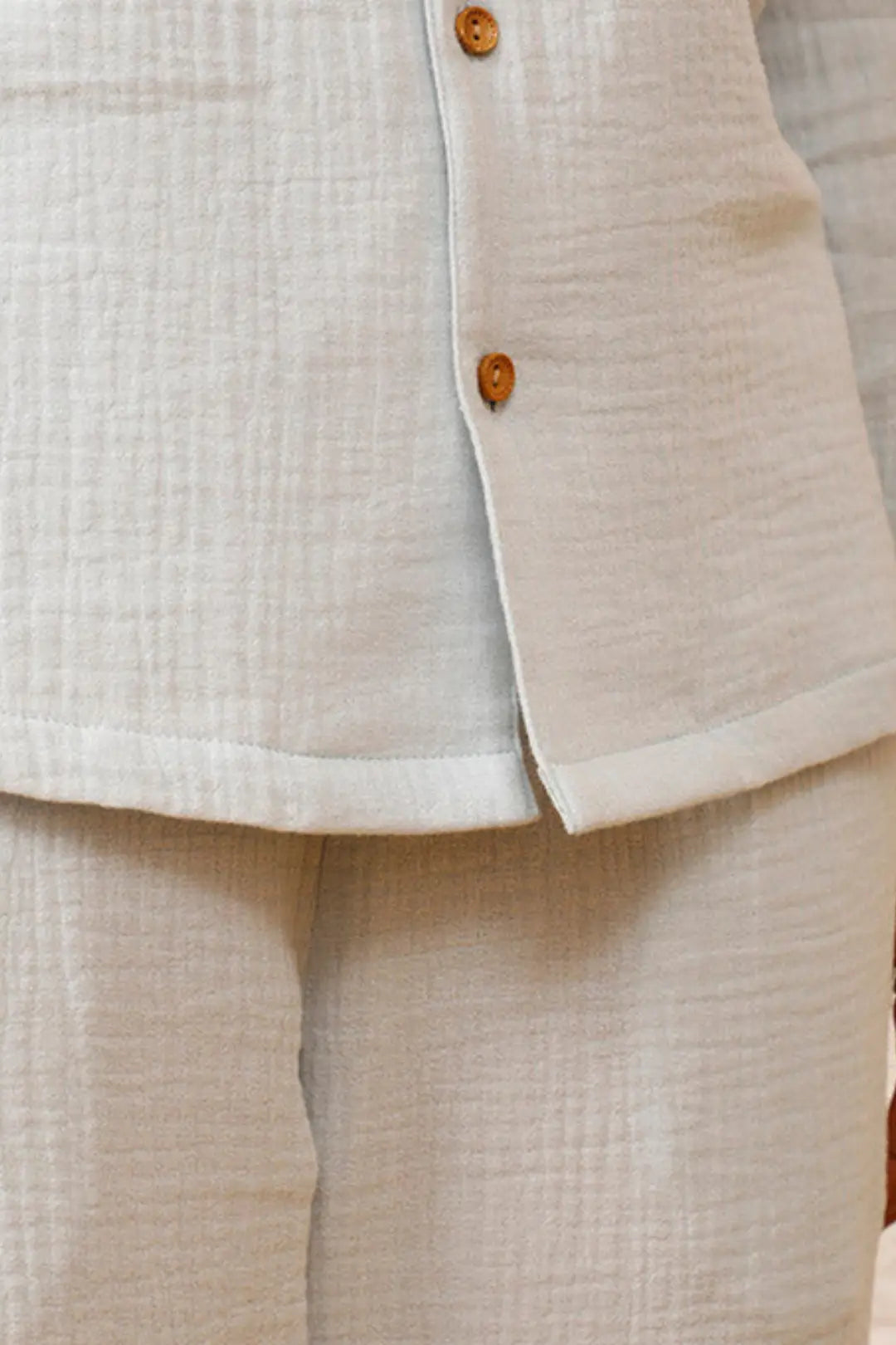 Grey Muslin Cotton Pyjama  Set