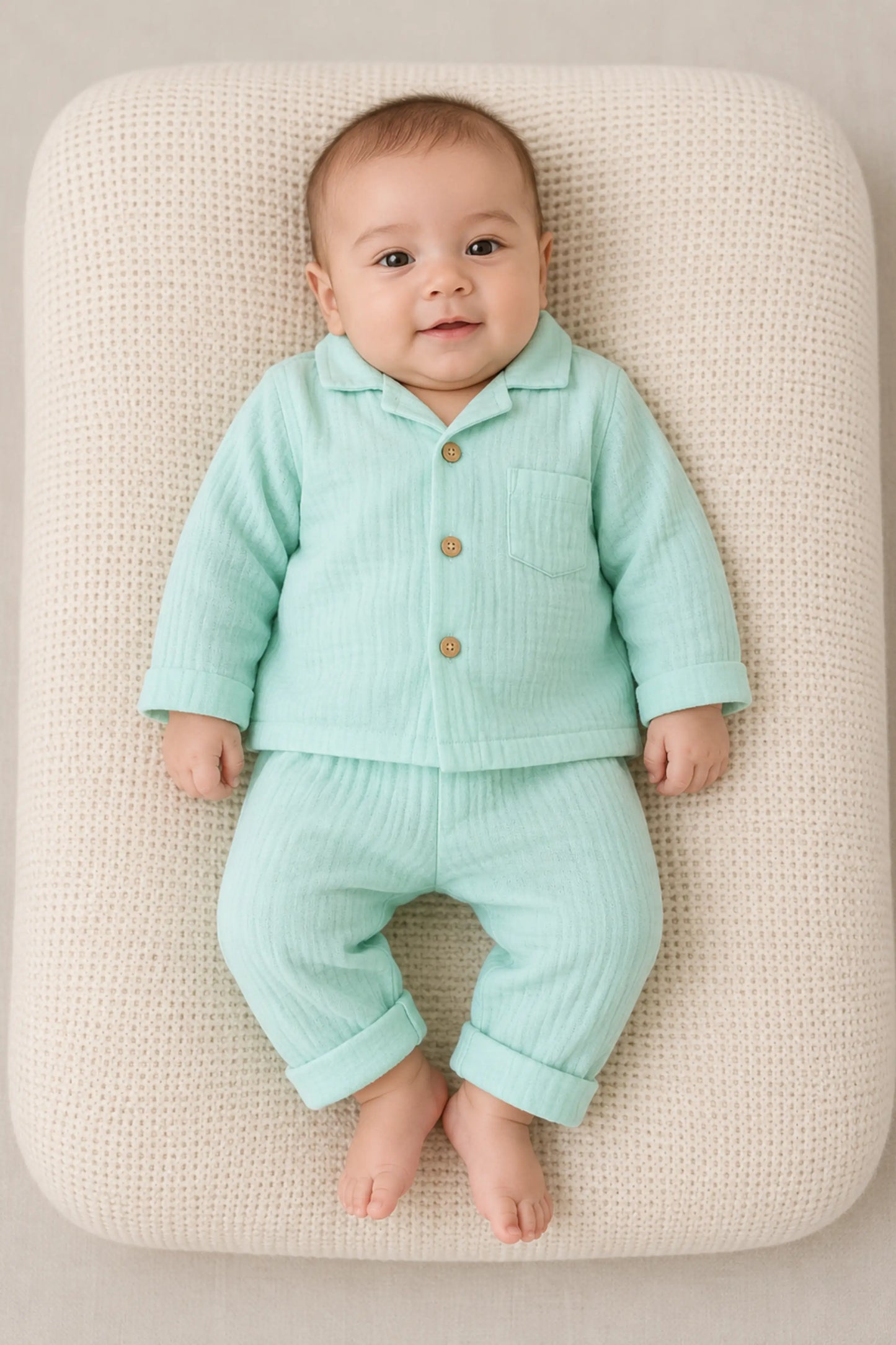 Mint Green  Muslin Cotton Pyjama Sets