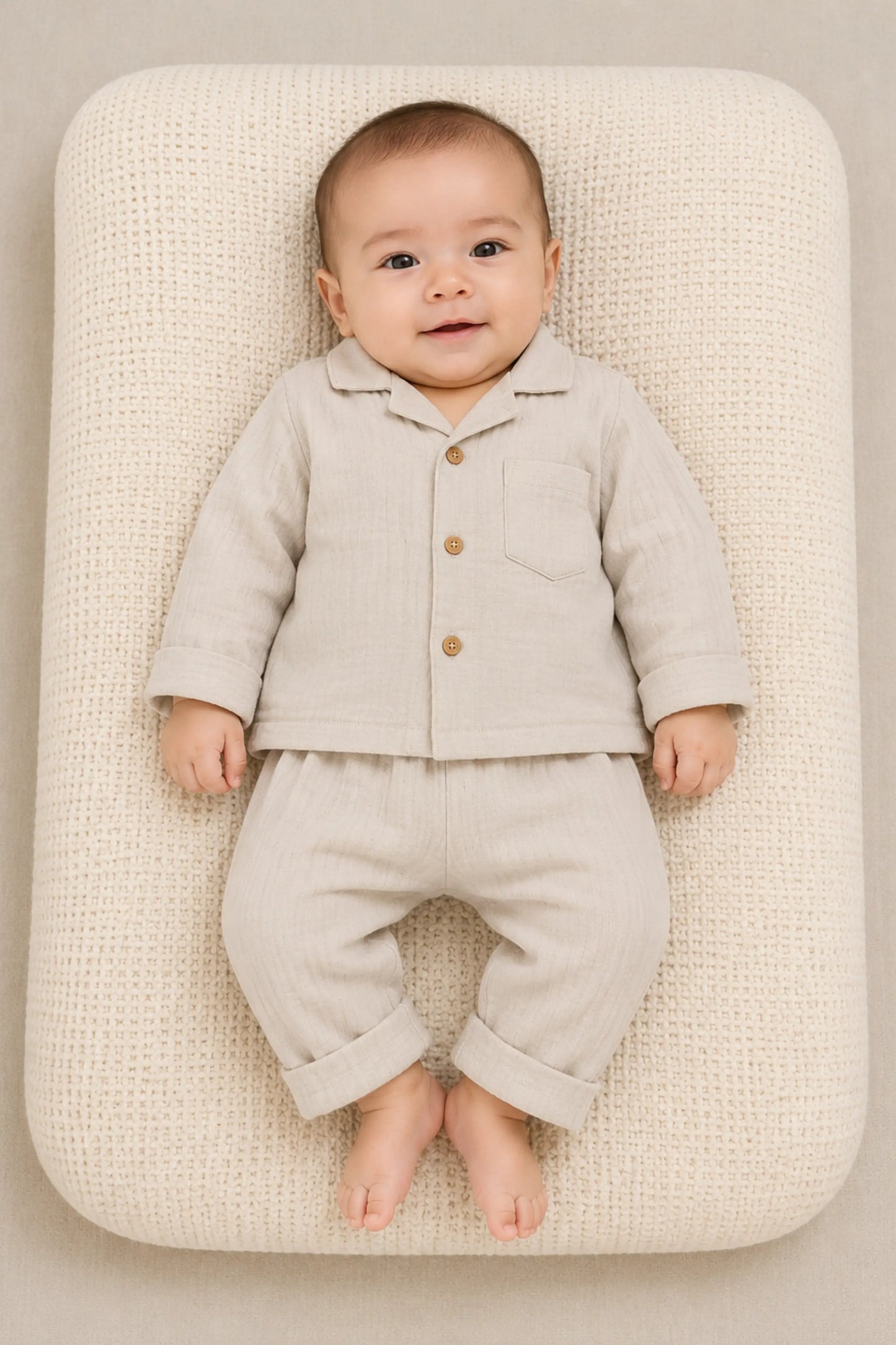 Grey Muslin Muslin Cotton Pyjama Set