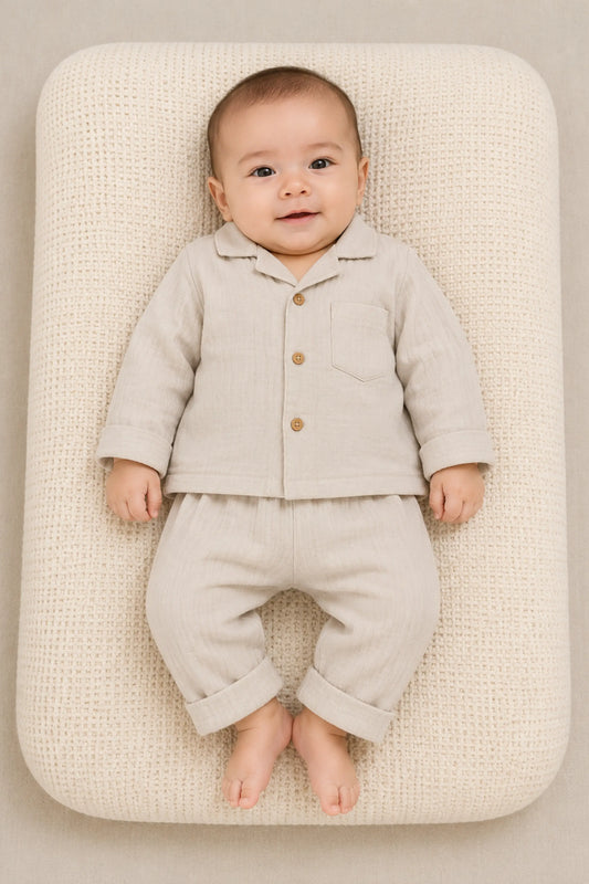 Grey Muslin Muslin Cotton Pyjama Set