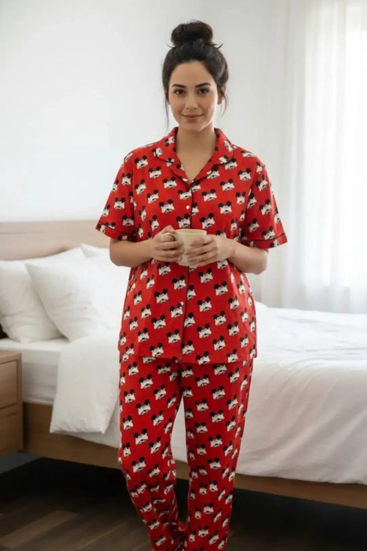 Red Mickey Pyjama sets Pure Cotton