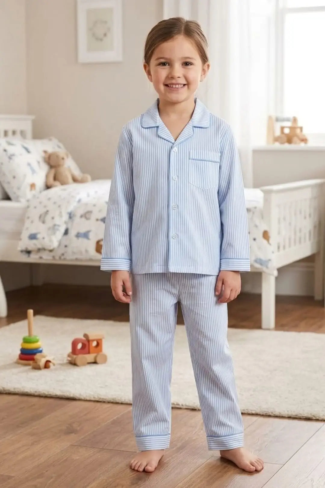 Blue Lines Full Sleeve Pyjama Set