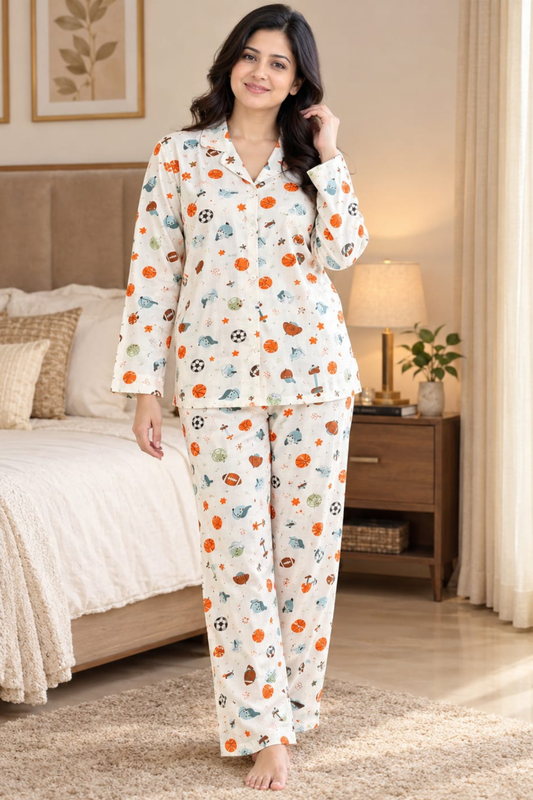 Football Linen Cotton Pyjama Set