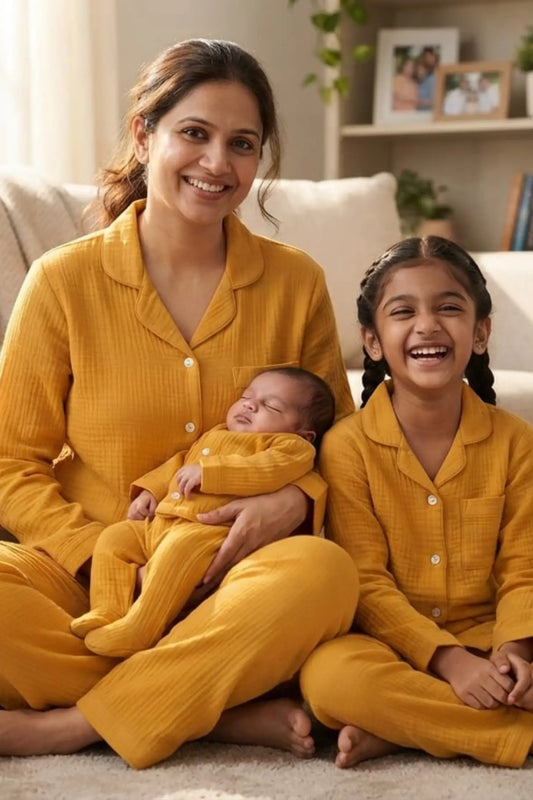 Mustard Muslin Twinning Sets