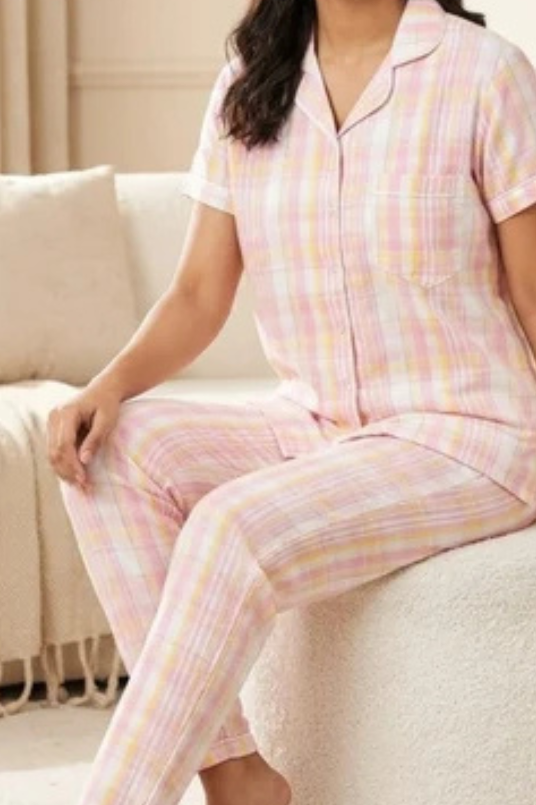 Pink Checks Linen Cotton Co-ord Set