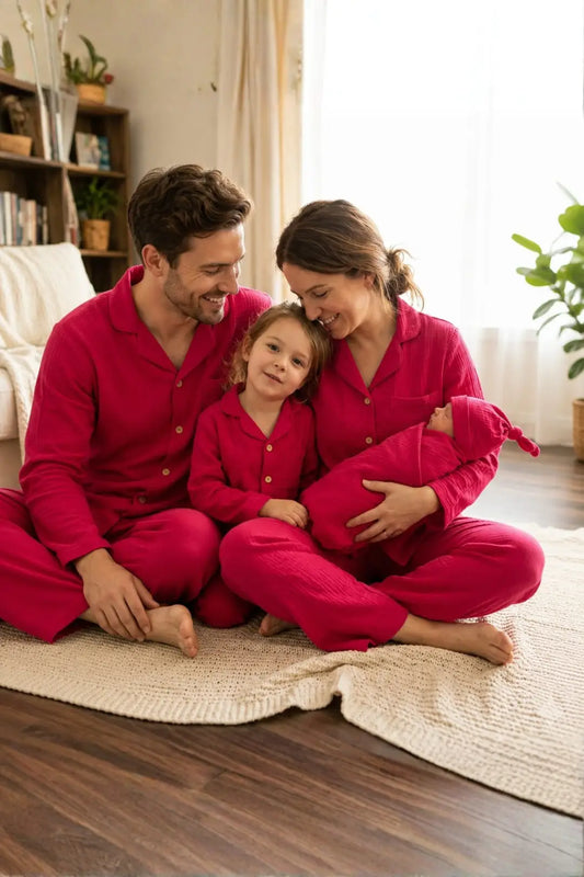 Red Muslin Twinning Sets