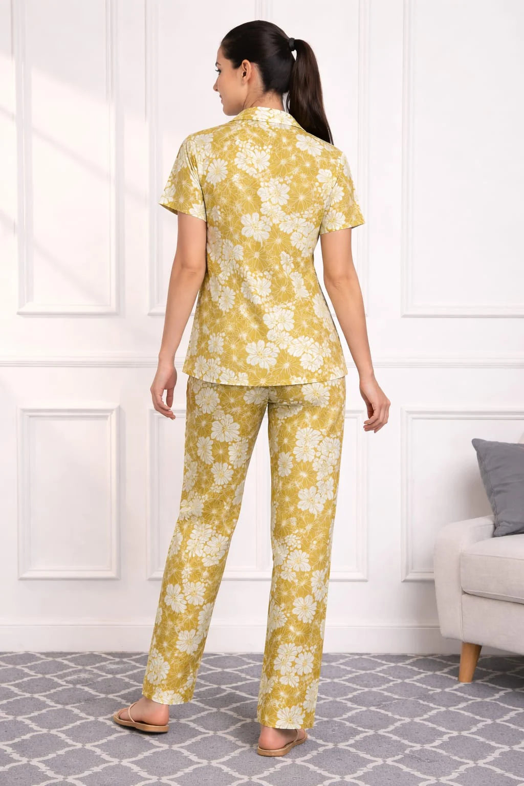 Yellow Flowers Pyjama sets Pure Cotton