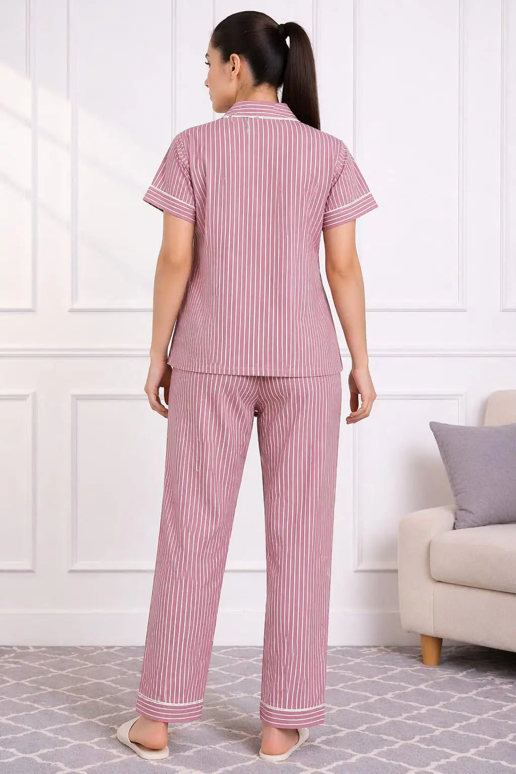Pink Stripes Pyjama Set Pure Cotton