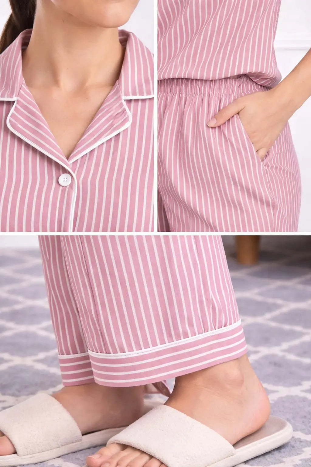 Pink Stripes Pyjama Set Pure Cotton