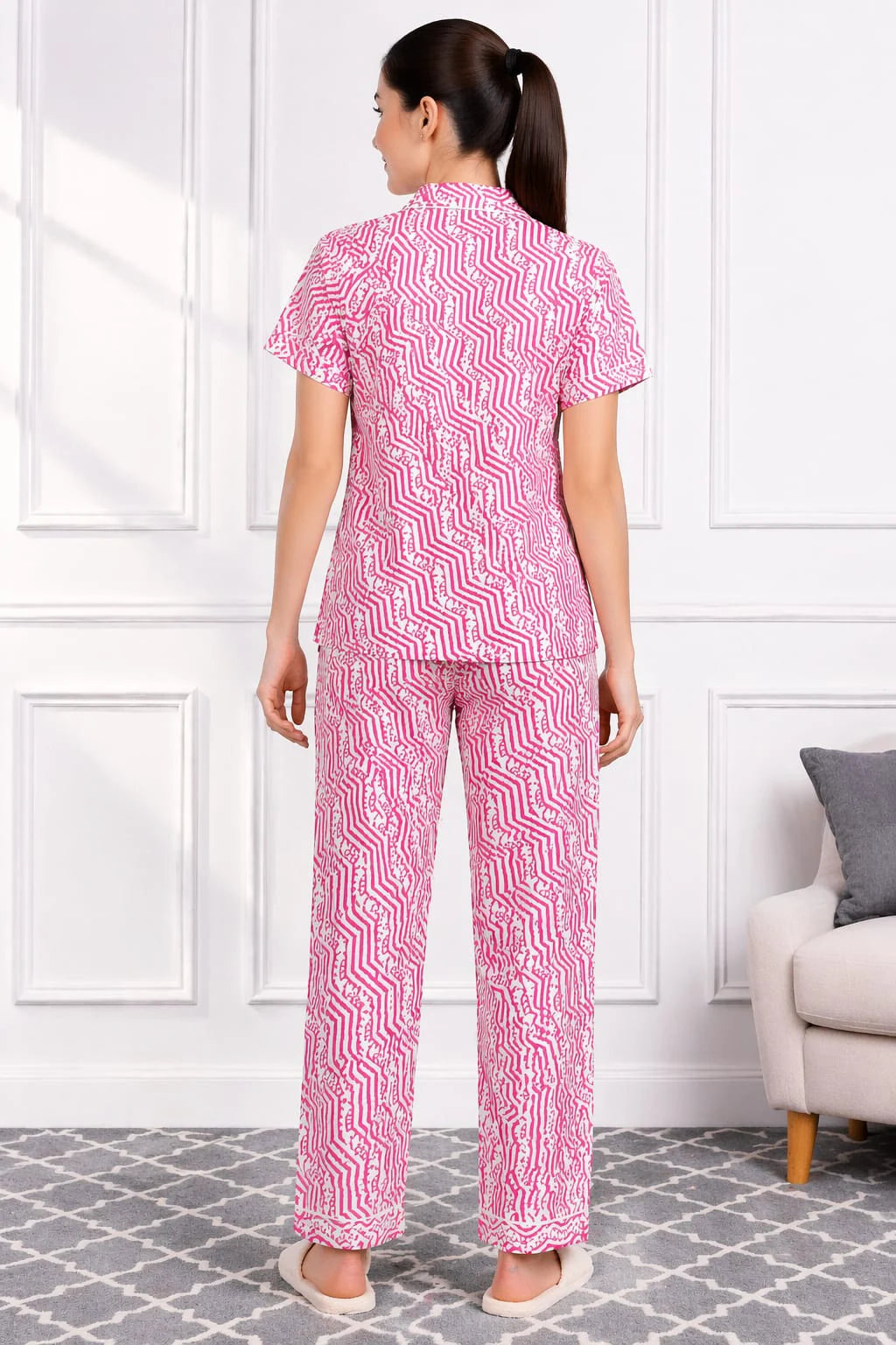 Pink Minakari  Pyjama Set Pure Cotton