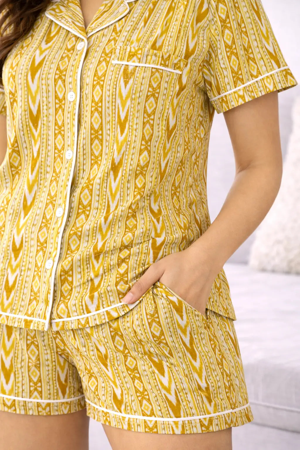 Yellow Mindarie Shorts Pure Cotton