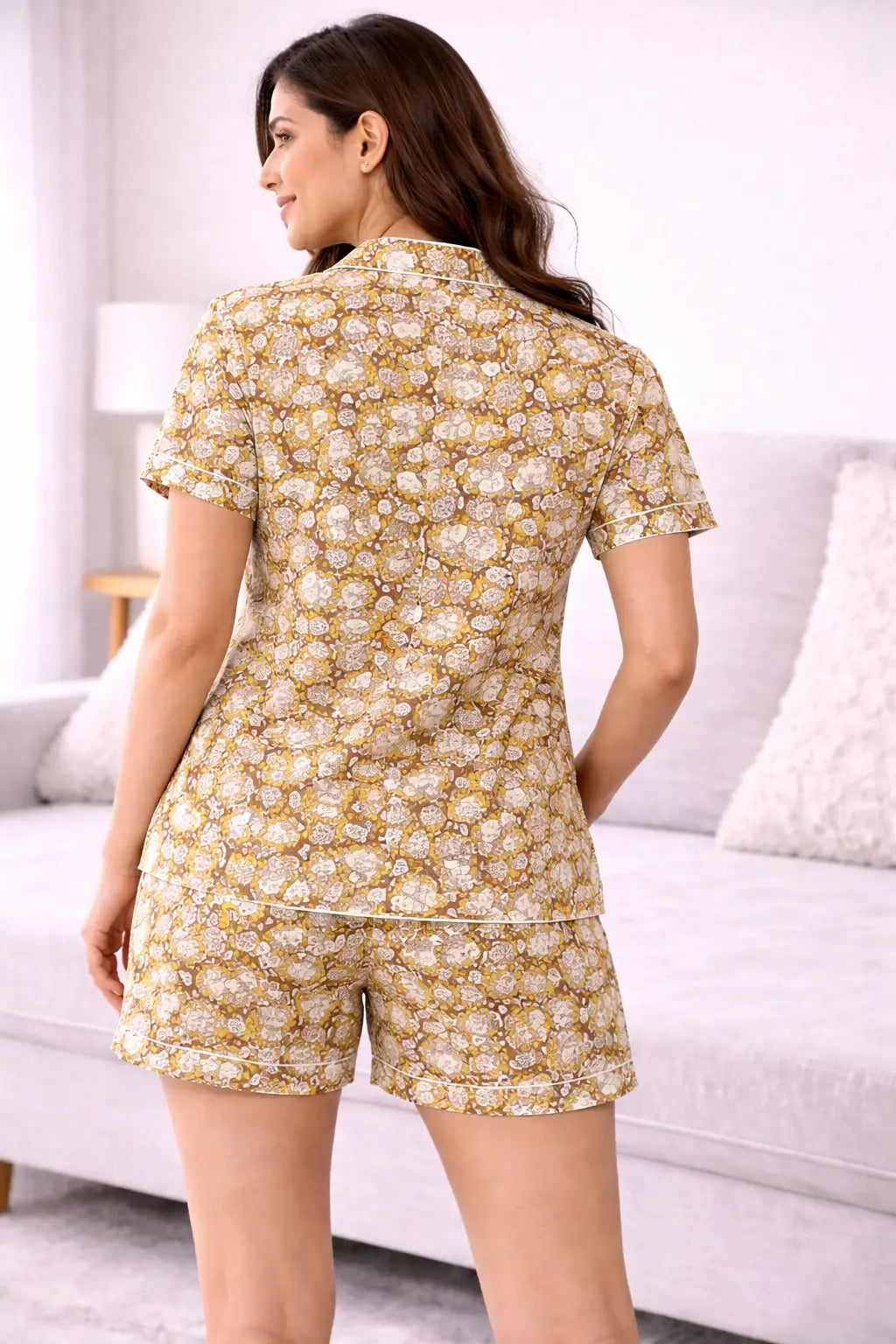 Mustard  Yellow animals  Shorts Pure Cotton