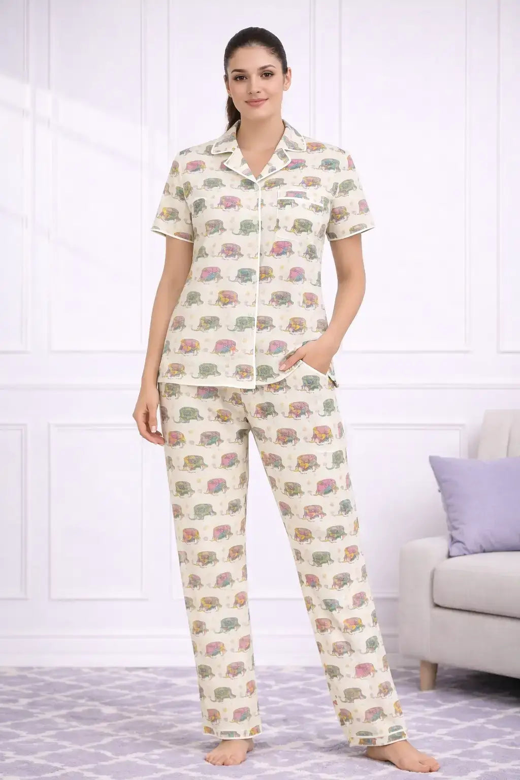Cream Elephant  Combo Pure Cotton